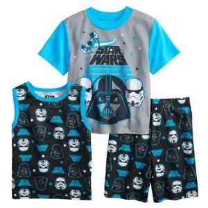Star Wars Darth Vader Tee, Tank Top & Shorts Pajama Set Boy's Size 8 - New 