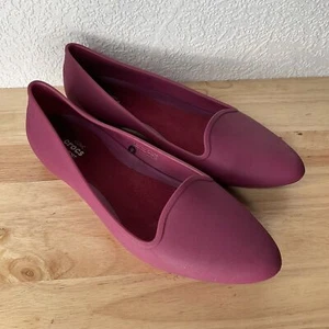 Crocs Mammoth Fleece Lined Pointed Toe Ballet Flats Women Size 8 Raspberry Pink - Picture 1 of 10