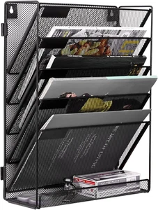 Mesh 5-Tier Hanging Wall Mount File Organizer Desk File Holder Vertical Mail Pap - Picture 1 of 8