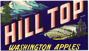 Original HILL TOP half box apple crate label Highland Fruit Growers Yakima WA - Picture 1 of 1