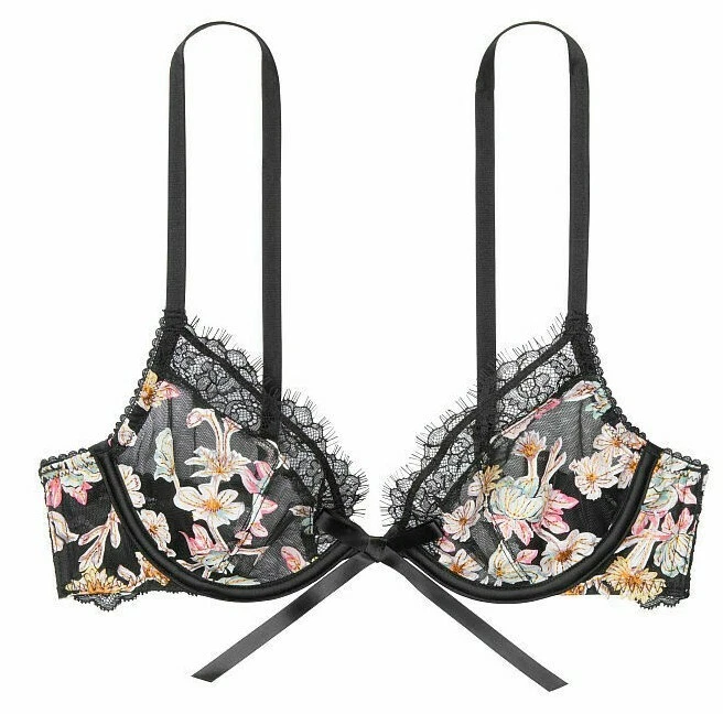 $70 VICTORIAS SECRET DREAM ANGELS UNLINED DEMI BRA EMBROIDERED FLORAL LACE NWT - Image 1 of 1