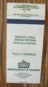 CAROUSEL MATCHBOOK MATCHCOVER: CAROUSEL TAVERN (PETERBOROUGH, ONTARIO) -E5 - Imagen 1 de 1