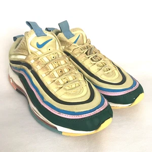 Nike Air Max 97 Shoes Mens Size 9.5 Yellow Green Athletic Sneakers Casual  - Picture 1 of 10