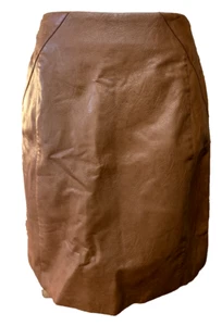 Forcast Women's Size 8 Short Lined Zip Up Leather Look Event Skirt, Tan. NWT - Picture 1 of 4
