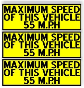SET of 3 Maximum Speed of this Vehicle 55 M.P.H car MAGNET Bumper Sticker yellow - Picture 1 of 5