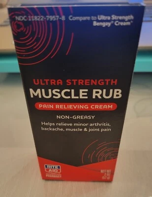LOT/2 RITE AID Ultra Strength MUSCLE RUB Pain Relief  CREAM Non-Greasy  2 OZ - Image 1 of 3