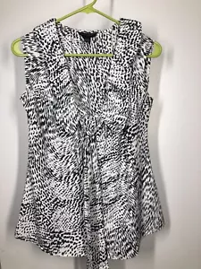 Blusa fiocco piccola bianca e nera stampa animalier ghepardo banana repubblica - Foto 1 di 3