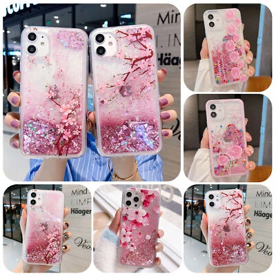 Liquid Glitter Flower Cover Back Case For 15 14 13 12 11 Pro Max XR 5 6 7 8 SE - Image 1 of 4