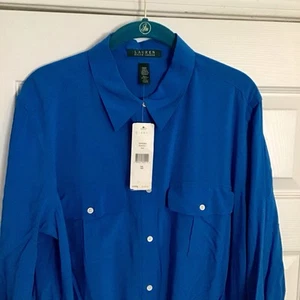 NWT Ralph Lauren L/S Turquoise Shirt Dress Size 14W - Picture 1 of 23