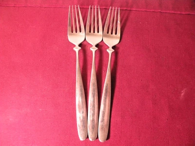 Set Of 3 Dansk Designs ASTRID Dinner Forks Stainless Flatware MCM 7 3/4" - Image 1 of 4