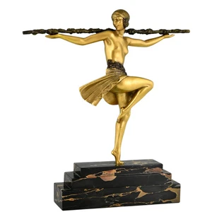 Art Deco Bronzeskulptur Tänzerin mit Thyrsus Pierre Le Faguays - Bild 1 von 1