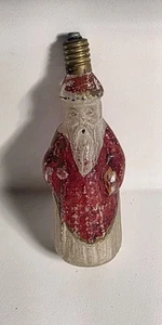 Vintage Antique Santa Light Bulb Milk Glass Painted Christmas Ornament - Picture 1 of 8