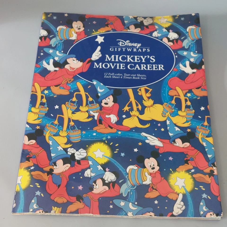 Libro Disney Giftwraps 1992 Mickey's Movie Race con 12 hojas rasgadas de colección Foto 1 de 4