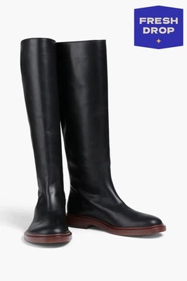 PVP€1020 TOD'S Botas Altas de Cuero US7 UK4 EU37 Negras Pull On Hechas en Italia Foto 1 de 4