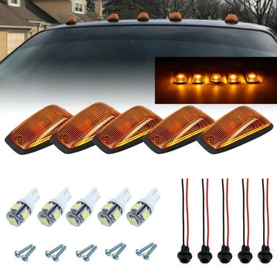 5x Amber LED Cab Roof Running Marker Lights for Peterbilt Kenworth Freightliner - Image 1 of 4