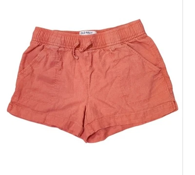 Old Navy Linen Blend Girls Size Med 8 Elastic Waist Shorts Peach Beach Summer  - Image 1 of 4