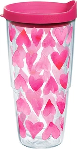 Valentinstag rosa Herzen überall Made in USA doppelwandig Thermo Becher - Bild 1 von 12