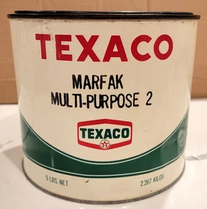 1968 Texasaco Marfax MEHRZWECK 2 Fett DOSE - 5 Pfund - leer - alte Öldose - Bild 1 von 8