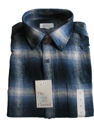Camisa de franela Croft & Barrow para hombre THE EXTRA SOFT azul/gris a cuadros manga larga talla M Foto 1 de 4