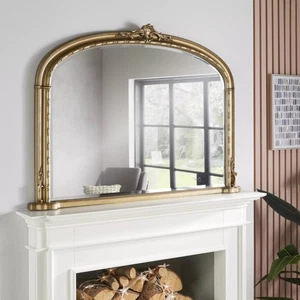 Overmantle Mirror Mayfair Arched with Antique Gold Frame-H 89cm x W127cm x D 4cm - Picture 1 of 4