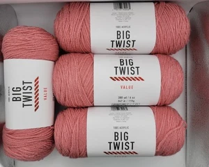 Lot of 4 Big Twist Value Yarn, Color is Cosmetic Pink 380 yds ea. #4 weight, NEW - Picture 1 of 4