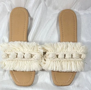 Pawuamba Women's Hand Braided Cotton Macrame Sandals - Sisal Natural - 9 - Picture 1 of 5