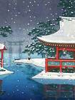 JAPAN PAGODA TORII SHINTO TEMPLE GATE WINTER SNOW ART PRINT POSTER CC929