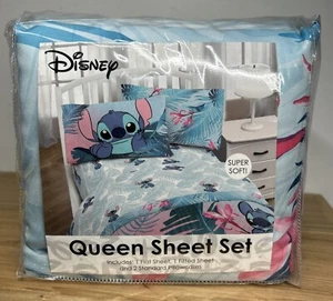 Set lenzuola Disney Lilo & Stitch floreale Fun Queen - set 4 pezzi super morbido, nuovo - Foto 1 di 9
