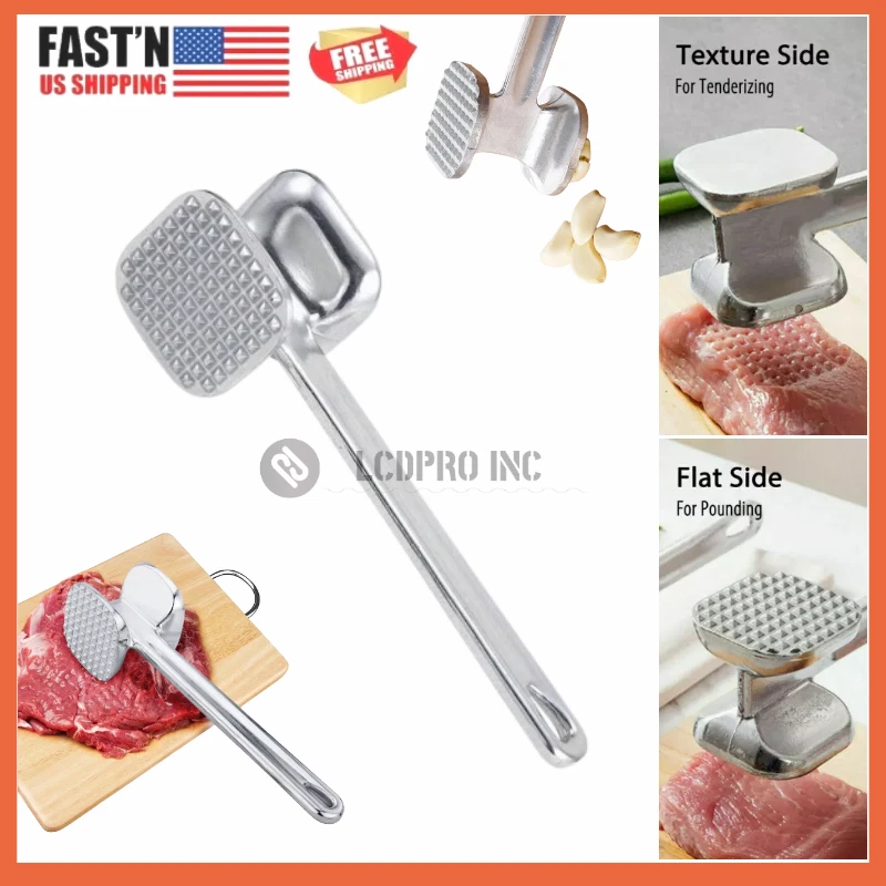 9" Double Side Meat Tenderizer Steak Mallet Food Hammer Beef Pork Kitchen Tool