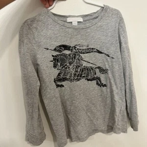 Burberry size 6t Long Sleeve Shirt Gray  official Equestrian Knight Design Logo - Picture 1 of 3
