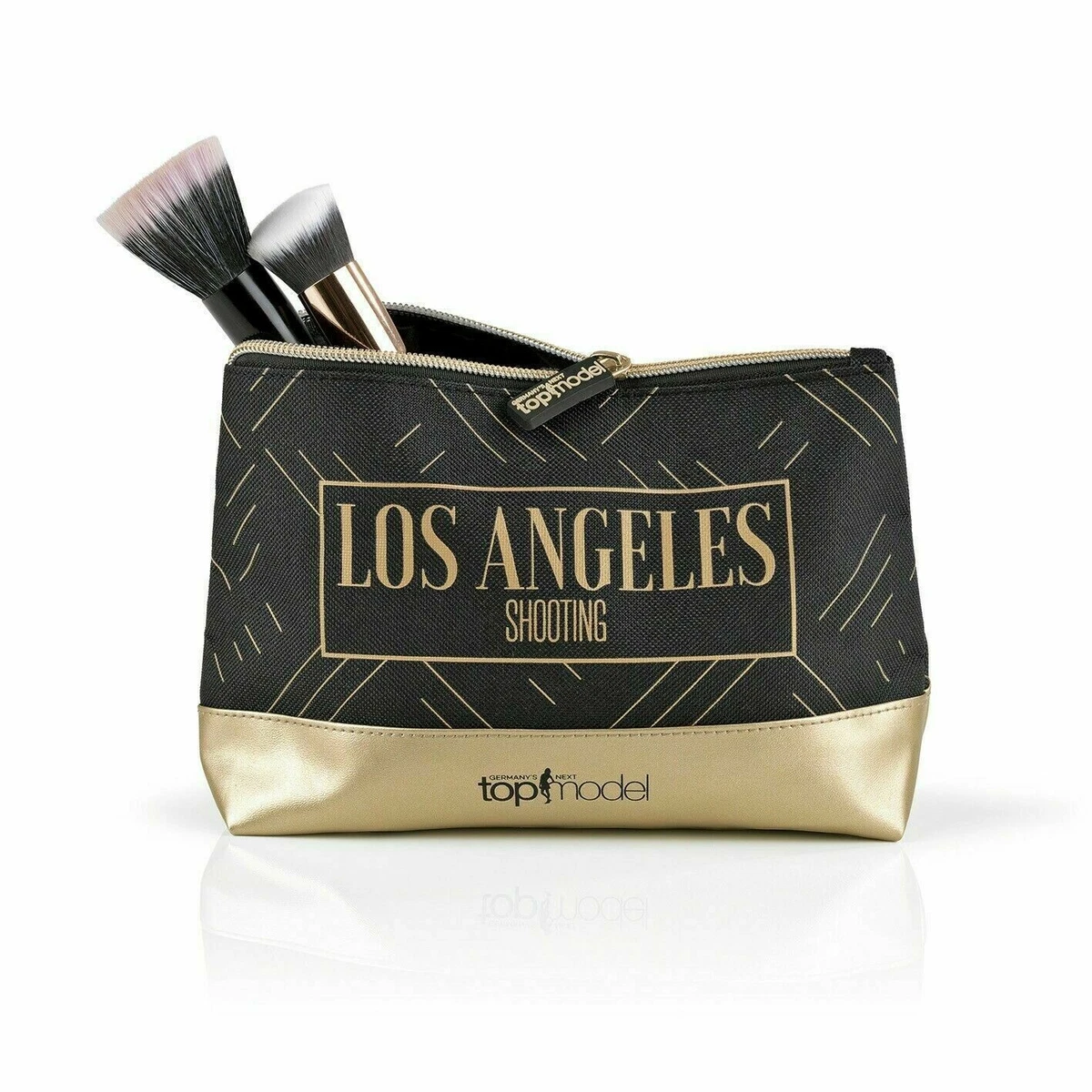 Make-up-Tasche Mit Griff & Trennwand - Große Kapazität, Wasserdichtes PU-Leder, Schwarz