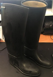 Aigle 35 Size 2.5 Leather Black Knee High Flat Hunting Fishing Insulated Boots - Picture 1 of 7