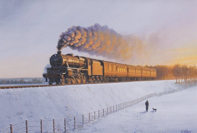LMS BR Black 5 Railway Engine Locomotive Steam Train  Xmas Christmas Card - Image 1 of 1