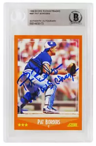 Pat Borders autographed 1988 Score Traded RC Card #99T w/2x WS Champs -(Beckett) - Picture 1 of 2