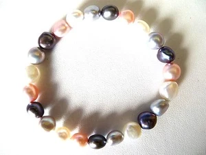 Honora Cultured Multi  Color Large Fresh Water Pearls Stretch Bracelet - Picture 1 of 1