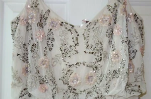 NUEVO ADRIANNA PAPELL VESTIDO FLORAL CON CUENTAS VESTIDO MUJER EE. UU. 10 - Imagen 1 de 12