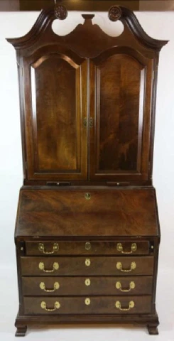Maitland Smith Flame Mahogany Chippendale Style Secretary Desk Cover