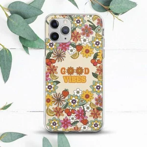 Groovy Floral Hippie Good Vibes Hülle für iPhone 8 X SE 11 12 13 14 15 Pro Max XR - Bild 1 von 1