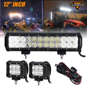 AUXBEAM 12" 72W LED Light Bar+4" LED Work Light For Can-Am Maverick Sport 1000 - Picture 1 of 12