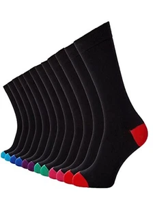 12 PARES CALCETINES NEGROS ESTILO TACÓN Y PUNTERA DE ALGODÓN COLOR RICO PARA HOMBRE TALLA 6-11 UK - Imagen 1 de 1