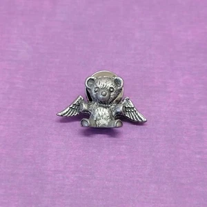 Teddy Bear Angel Vintage Pewter Silver Tone Lapel Pin MLD '95 Pinback Tie Tack - Picture 1 of 3
