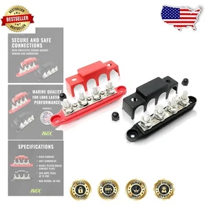 250 Amp 4-Post Power Distribution Block Pair with Covers for Marine & Automotive - Picture 1 of 9