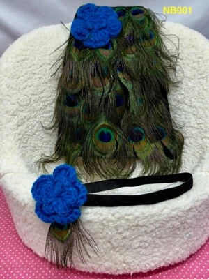 Photo Prop, Newborn, Peacock Feathers, Blanket & Headband, NEW - Image 1 of 4