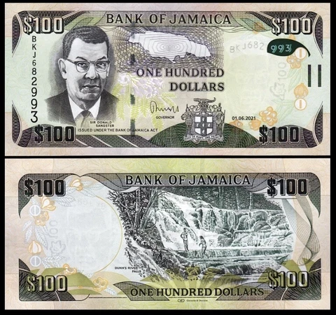 JAMAICA 100 Dollars, 2021, P-95, UNC World Currency Cover