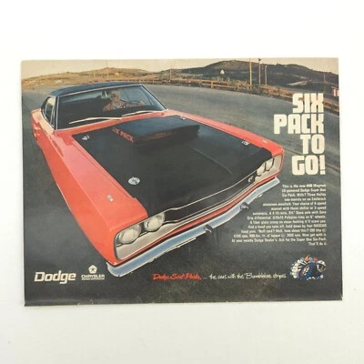 VTG Dodge Super Bee Scat Pack Six Advertising Print Ad 1969 Muscle Car Upcycled - Image 1 of 4