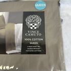 Vince Camuto Queen Sheet Set 4 Piece Double Brushed Extra Softness Khaki New