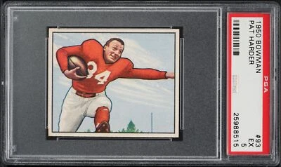 1950 Bowman FB Card # 93 Pat Harder Chicago Cardinals HOF PSA 5 EX - Image 1 of 2