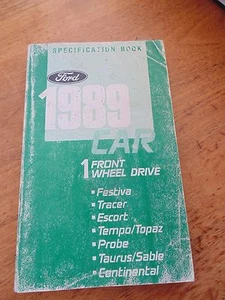 1989 Ford Car Specification Book Tempo Topaz Probe Taurus Sable Continental - Picture 1 of 5