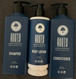 Roots Aromatherapy Brown Sugar and Fig Shampoo, Conditioner, and Body Lotion - Picture 1 of 1