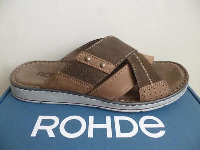 Rohde Herren Pantolette Pantoletten Sandalen Hausschuhe Schuhe Leder braun 5982